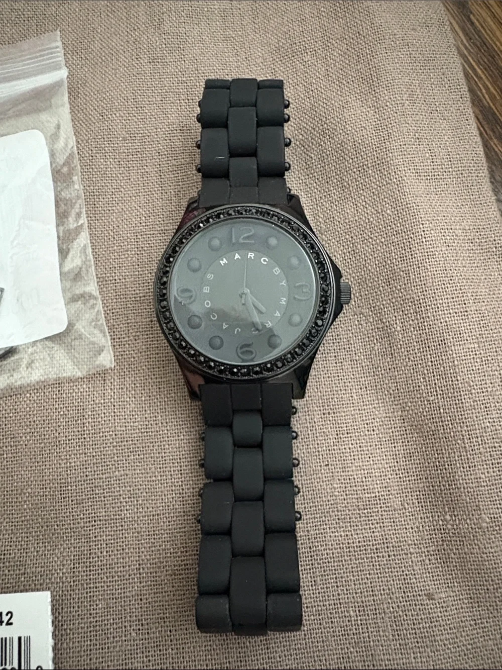 Marc Jacobs Black Crystal-Bezel Women's Watch. NWT